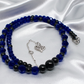 Ravishing Cobalt Blue Crystal and Black Onyx Necklace