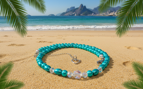 Gorgeous Turquoise, Crystal and Silver Necklace