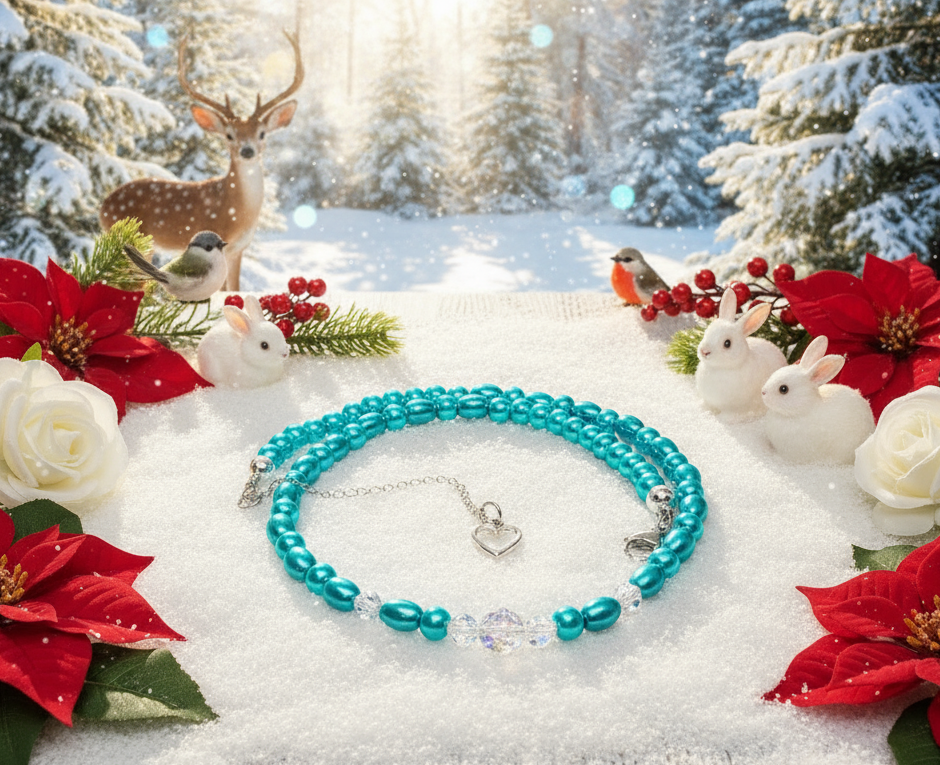 Gorgeous Turquoise, Crystal and Silver Necklace