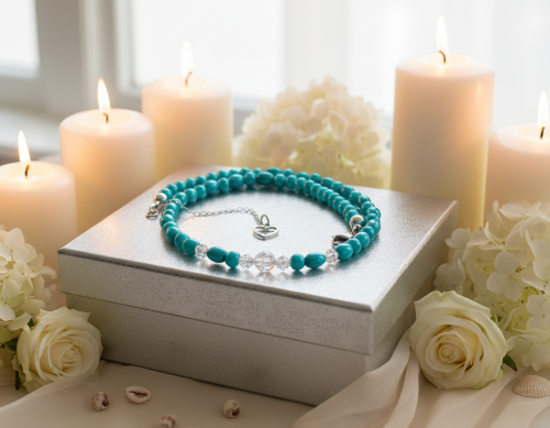 Gorgeous Turquoise, Crystal and Silver Necklace