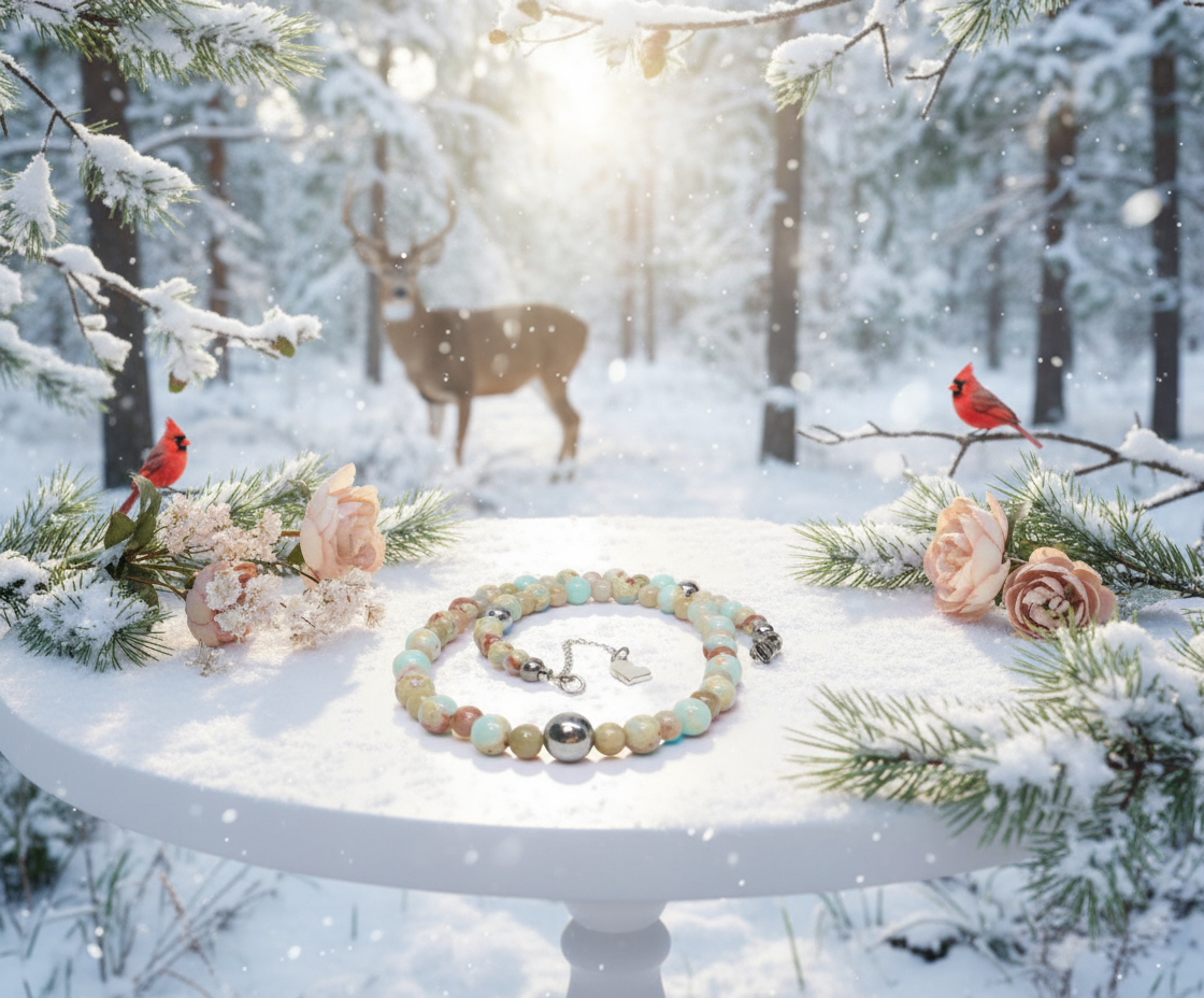 Lovely Sky Blue Jasper, Quartz and Silver Hematite Necklace