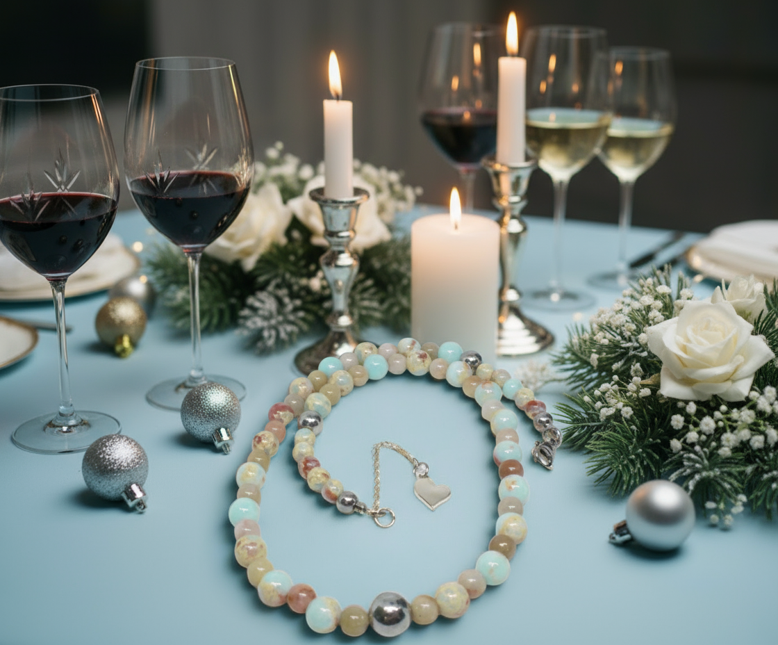 Lovely Sky Blue Jasper, Quartz and Silver Hematite Necklace