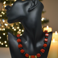 Stunning Coral, Black Onyx and Silver Hematite Necklace