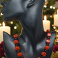 Stunning Coral, Black Onyx and Silver Hematite Necklace