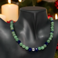 Attractive Cobalt Blue Crystals and Green Quartz and Silver Hematite Necklace