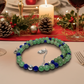 Attractive Cobalt Blue Crystals and Green Quartz and Silver Hematite Necklace