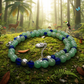 Attractive Cobalt Blue Crystals and Green Quartz and Silver Hematite Necklace