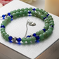 Attractive Cobalt Blue Crystals and Green Quartz and Silver Hematite Necklace