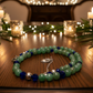 Attractive Cobalt Blue Crystals and Green Quartz and Silver Hematite Necklace