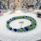 Attractive Cobalt Blue Crystals and Green Quartz and Silver Hematite Necklace