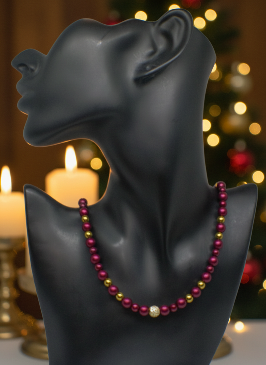 Enchanting Sangria, Crystal and Gold Hematite Necklace