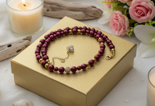 Enchanting Sangria, Crystal and Gold Hematite Necklace