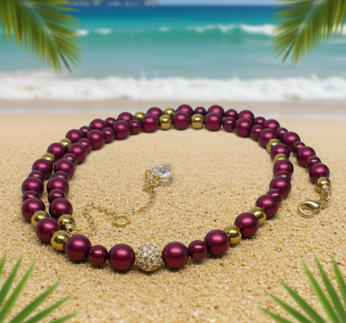 Enchanting Sangria, Crystal and Gold Hematite Necklace