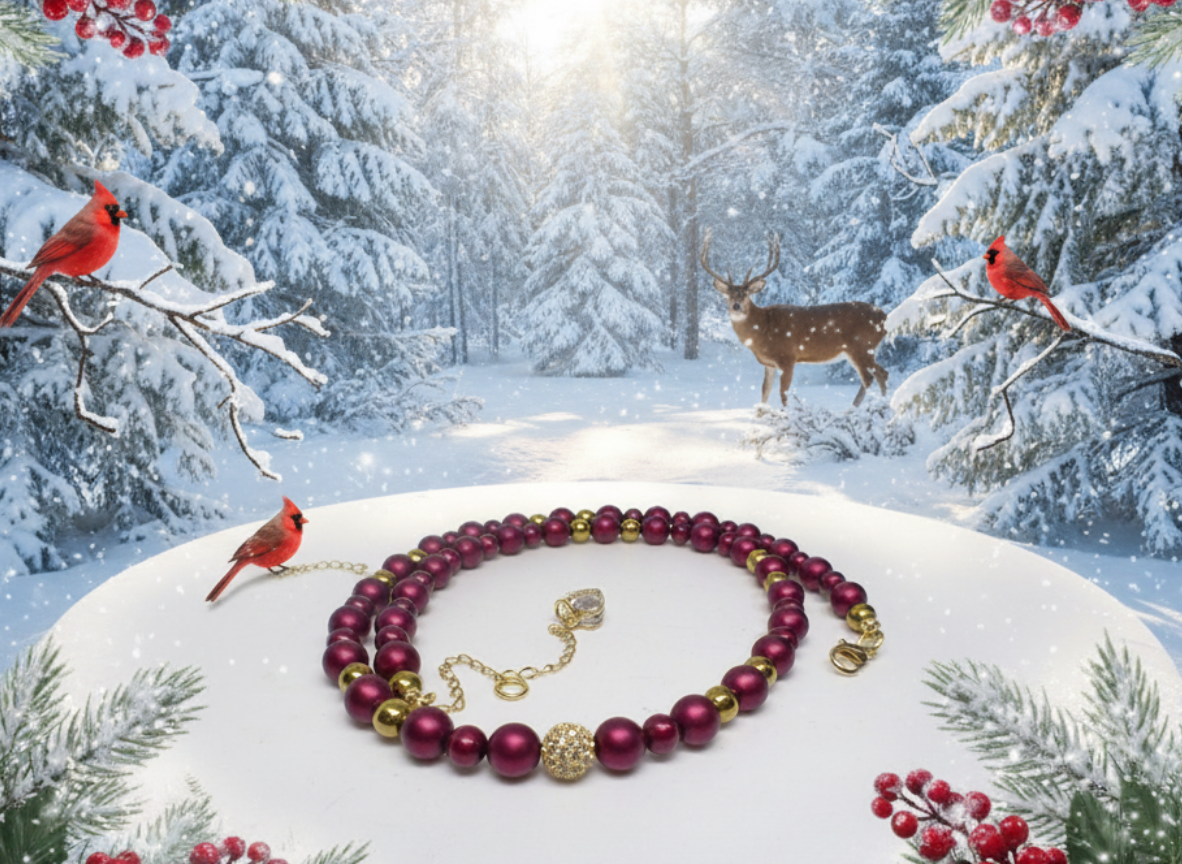 Enchanting Sangria, Crystal and Gold Hematite Necklace