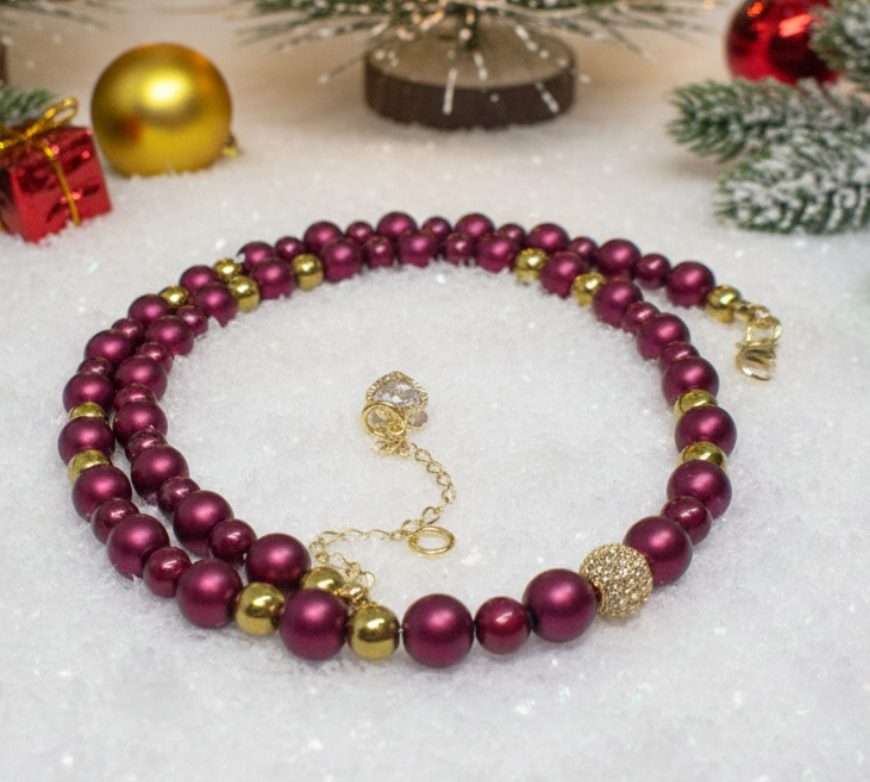 Enchanting Sangria, Crystal and Gold Hematite Necklace