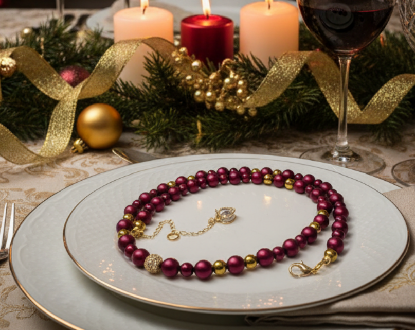 Enchanting Sangria, Crystal and Gold Hematite Necklace