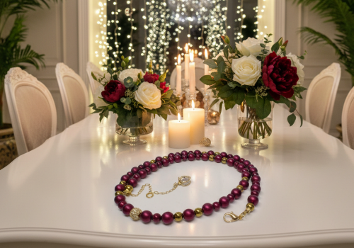 Enchanting Sangria, Crystal and Gold Hematite Necklace