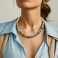 Lovely Sky Blue Jasper, Quartz and Silver Hematite Necklace