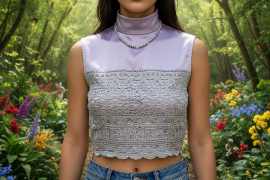 Crystal, Silver Hematite and Lilac Beads Necklace