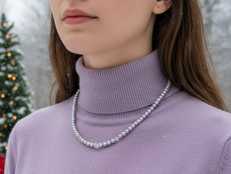 Crystal, Silver Hematite and Lilac Beads Necklace