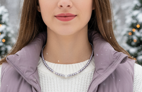 Crystal, Silver Hematite and Lilac Beads Necklace