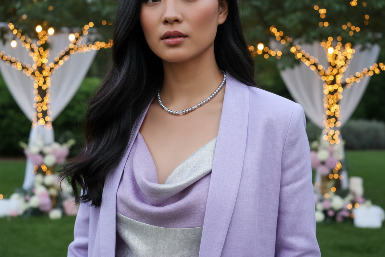 Crystal, Silver Hematite and Lilac Beads Necklace