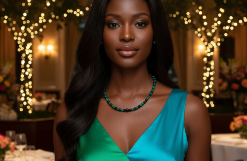 Stunning Black Onyx and Chrysocolla beads Necklace