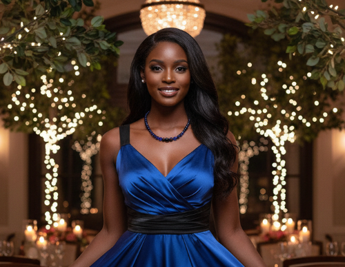 Ravishing Cobalt Blue Crystal and Black Onyx Necklace