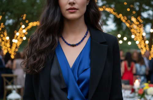 Ravishing Cobalt Blue Crystal and Black Onyx Necklace