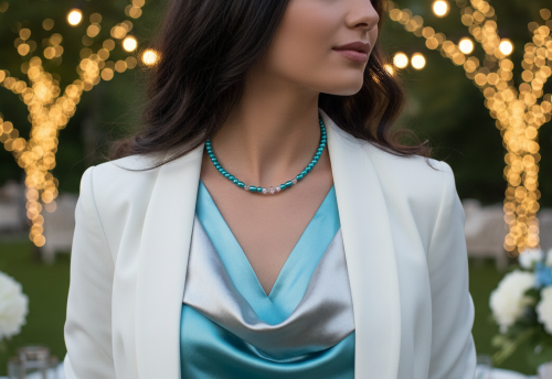 Gorgeous Turquoise, Crystal and Silver Necklace