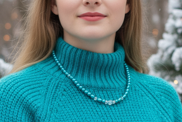 Gorgeous Turquoise, Crystal and Silver Necklace