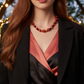 Stunning Coral, Black Onyx and Silver Hematite Necklace