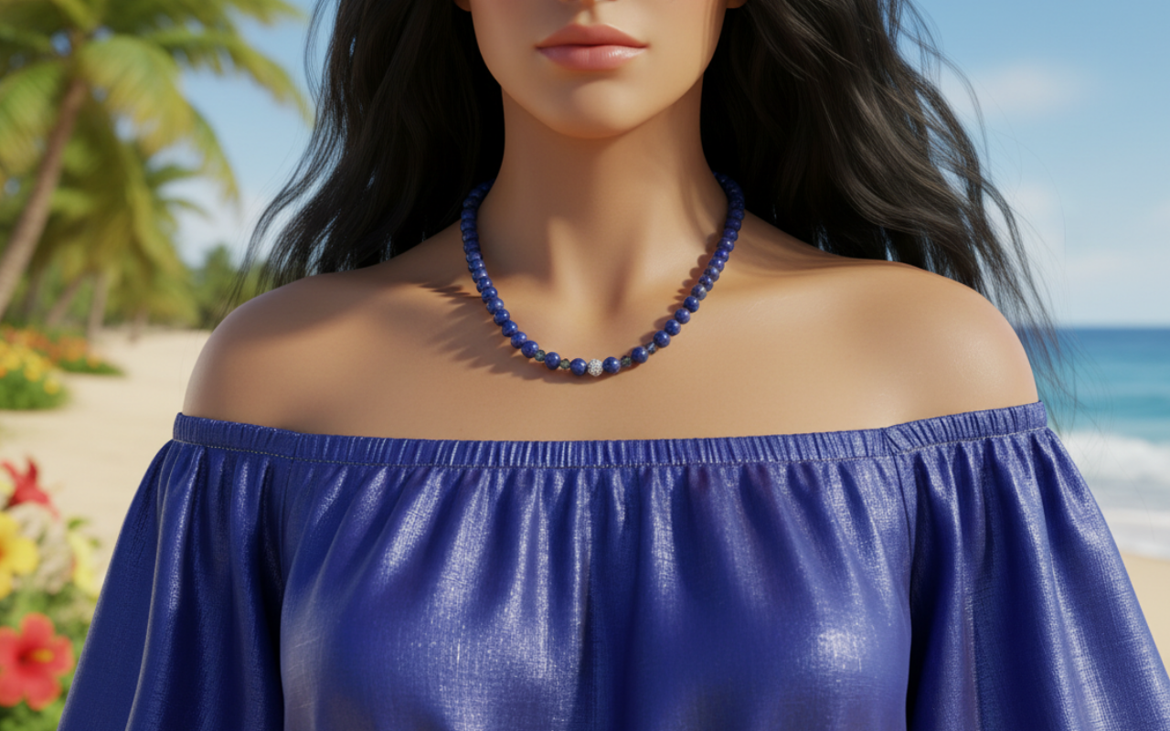 Gorgeous Lapis Lazuli, Crystal, Silver and Montana Beaded Necklace