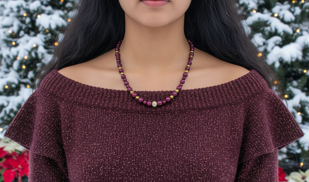 Enchanting Sangria, Crystal and Gold Hematite Necklace