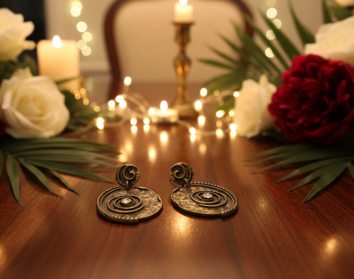 Bronze Oval Earrings