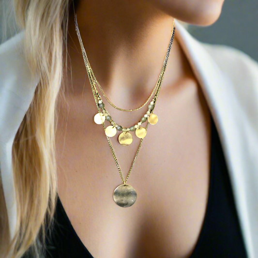Lovely Beige Multi-Strand Necklace