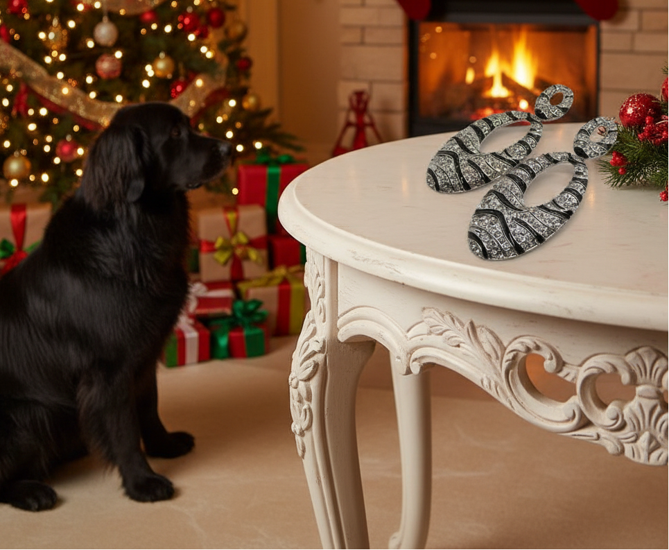 Enchanting Black and Silver Striped Earrings