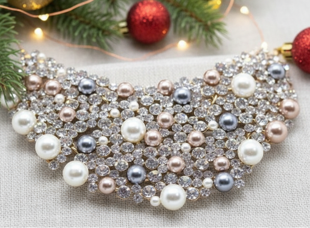 Gorgeous Pearls and Rhinestones Necklace Set