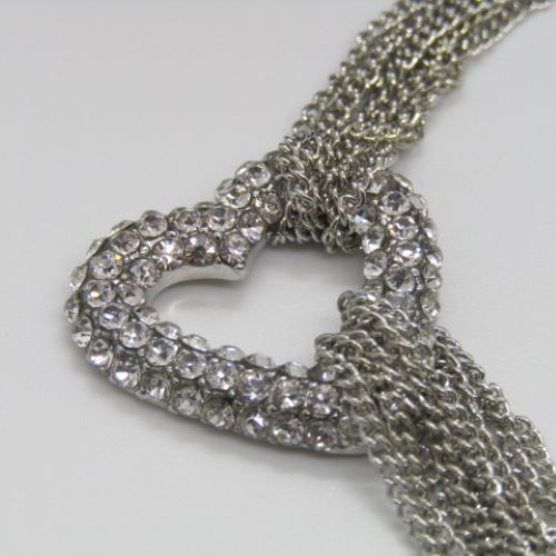 Multi Chain PAVE Heart Necklace