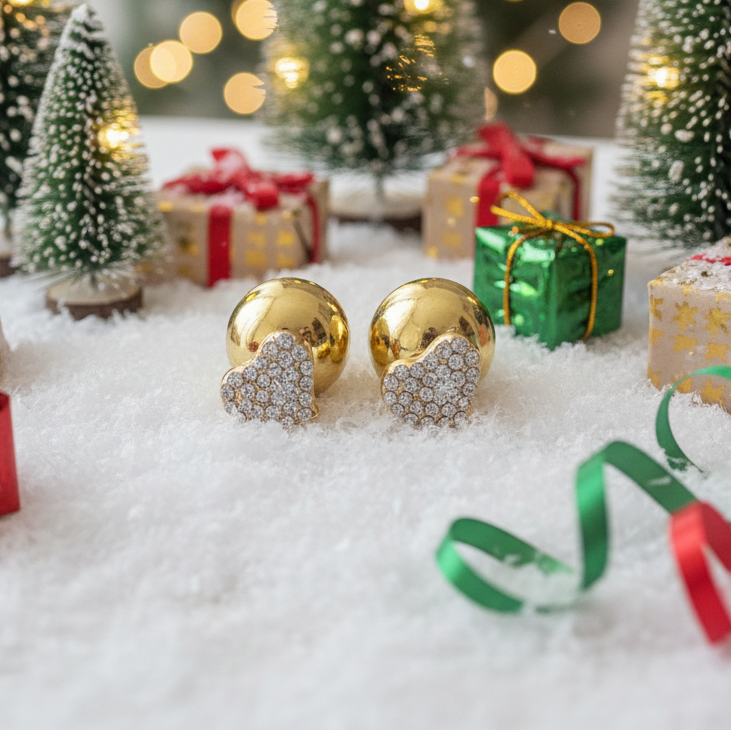 Lovely Gold Heart Double Sided Earrings