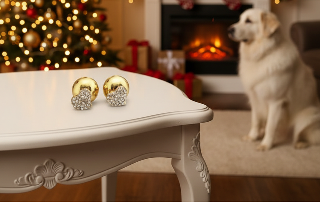 Lovely Gold Heart Double Sided Earrings