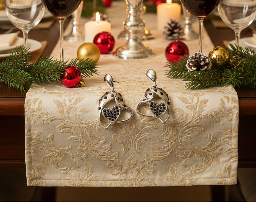 Lovely Double Crystal Heart Earrings