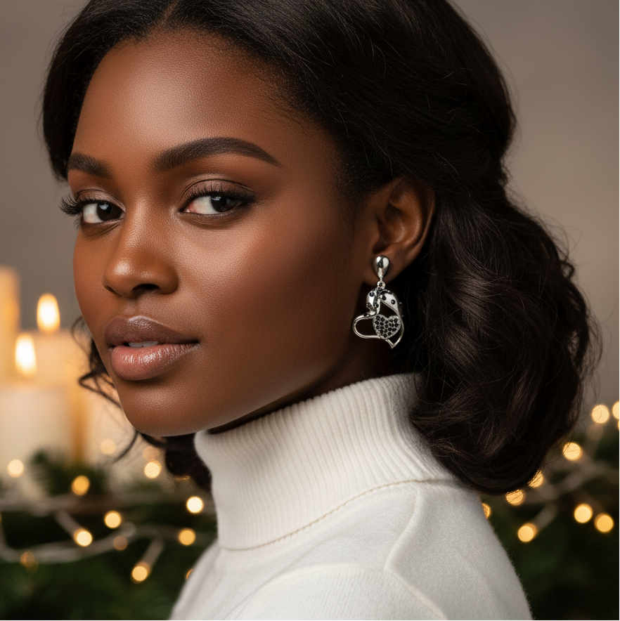 Lovely Double Crystal Heart Earrings