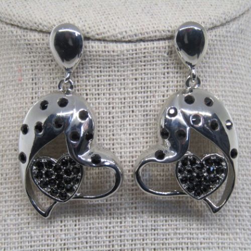 Lovely Double Crystal Heart Earrings