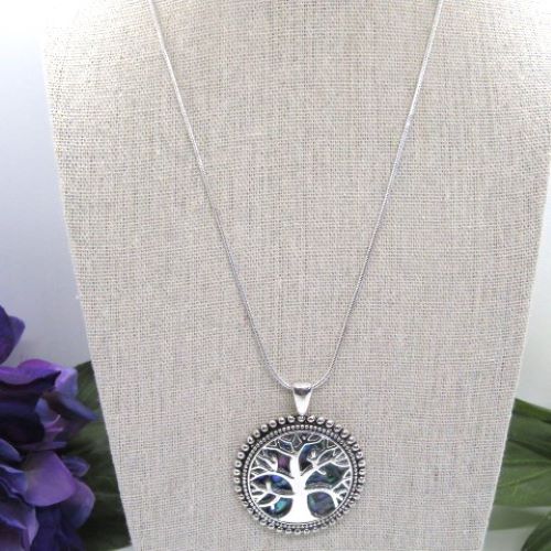 Marvelous Abalone Tree of Life Pendant Necklace