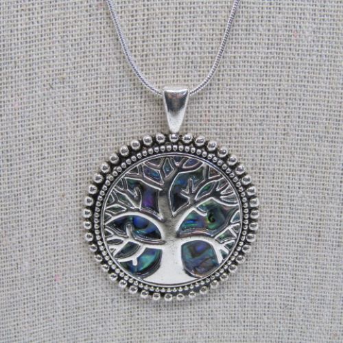 Marvelous Abalone Tree of Life Pendant Necklace