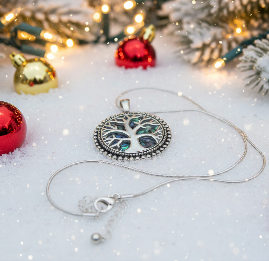 Marvelous Abalone Tree of Life Pendant Necklace