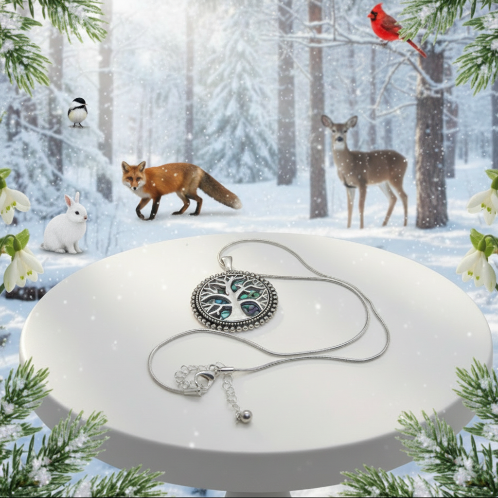 Marvelous Abalone Tree of Life Pendant Necklace