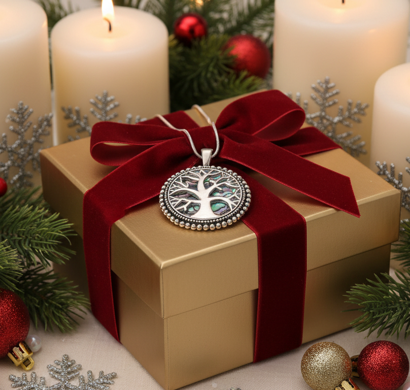 Marvelous Abalone Tree of Life Pendant Necklace