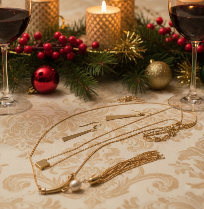 Metal Tassel Drop Necklace Set